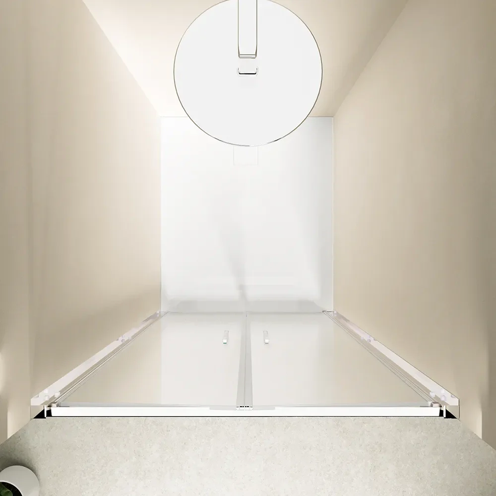 Porta doccia 90cm con apertura saloon profili slim cromati vetro 6mm opaco h190 | Portofino - Image 5