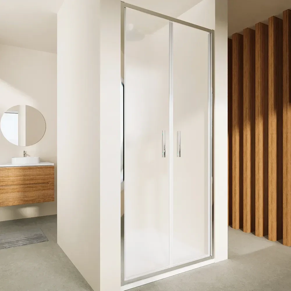 Porta doccia 90cm con apertura saloon profili slim cromati vetro 6mm opaco h190 | Portofino - Image 6
