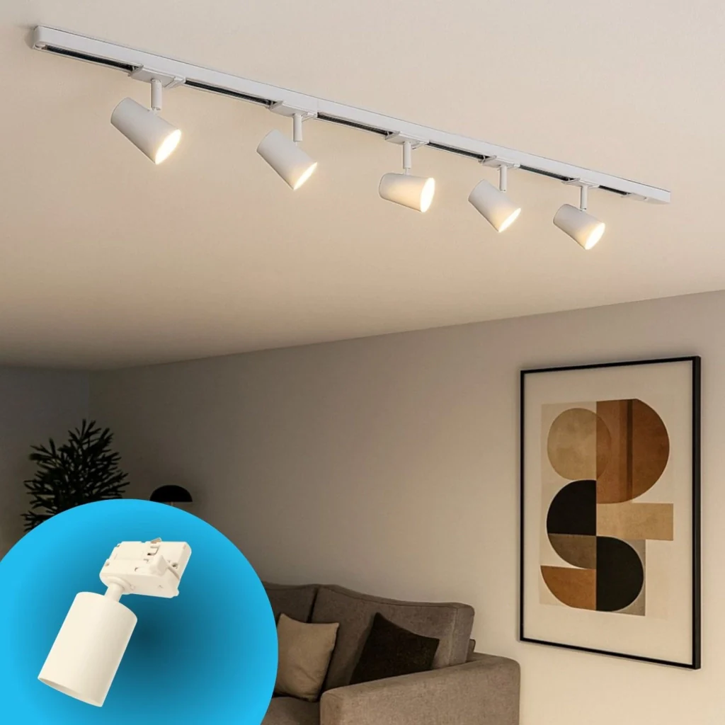 Sistema Illuminazione Binario Trifase Bianco, Binario Connettori Giunti Accessori (Portafaretto E27) - Image 4