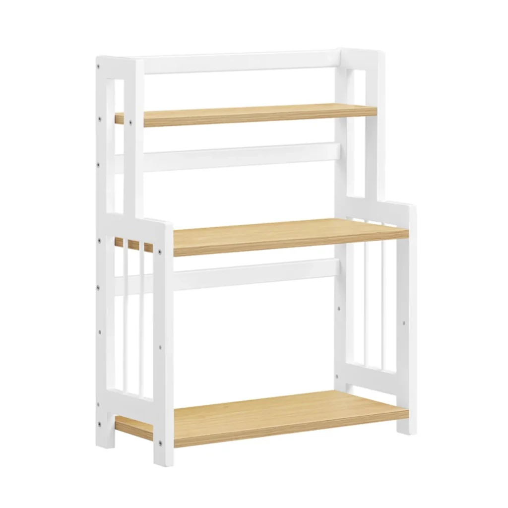 Porta spezie scaffale portaoggetti a 3 livelli organizer da scrivania struttura in bambù per cucina sala da pranzo 18 x 41 x 53 cm bianco 12_0005525