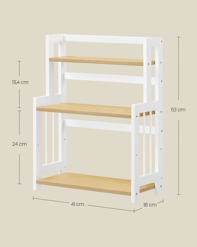 Porta spezie scaffale portaoggetti a 3 livelli organizer da scrivania struttura in bambù per cucina sala da pranzo 18 x 41 x 53 cm bianco 12_0005525 - Image 2