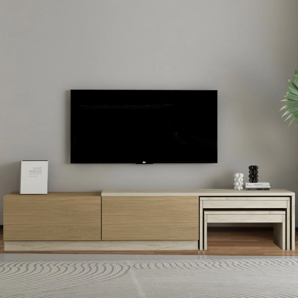 Porta TV in legno "Nest" - 180 x 30 x 36 cm - Beige
