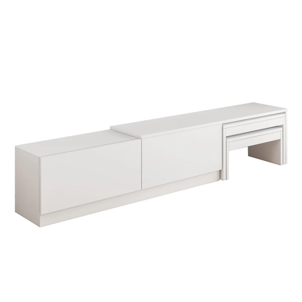 Porta TV in legno "Nest" - 180 x 30 x 36 cm - Bianco