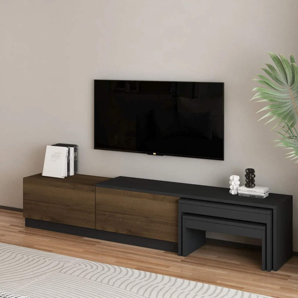 Porta TV in legno "Nest" - 180 x 30 x 36 cm - Marrone - Image 4