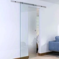 Porte Scorrevoli in Vetro Satinato da Interni con Binario B3 in Alluminio per Bagno Cucina Studio 205x90x0,8cm - Image 2