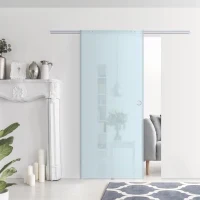 Porte Scorrevoli in Vetro Satinato da Interni con Binario B3 in Alluminio per Bagno Cucina Studio 205x90x0,8cm - Image 7