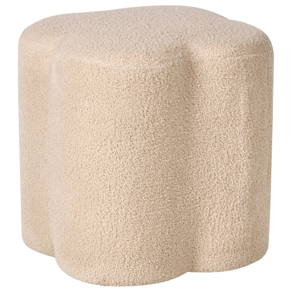 Pouf Beige Boucle a forma di trifoglio Accessorio Soggiorno Camera da letto Accogliente - Image 2