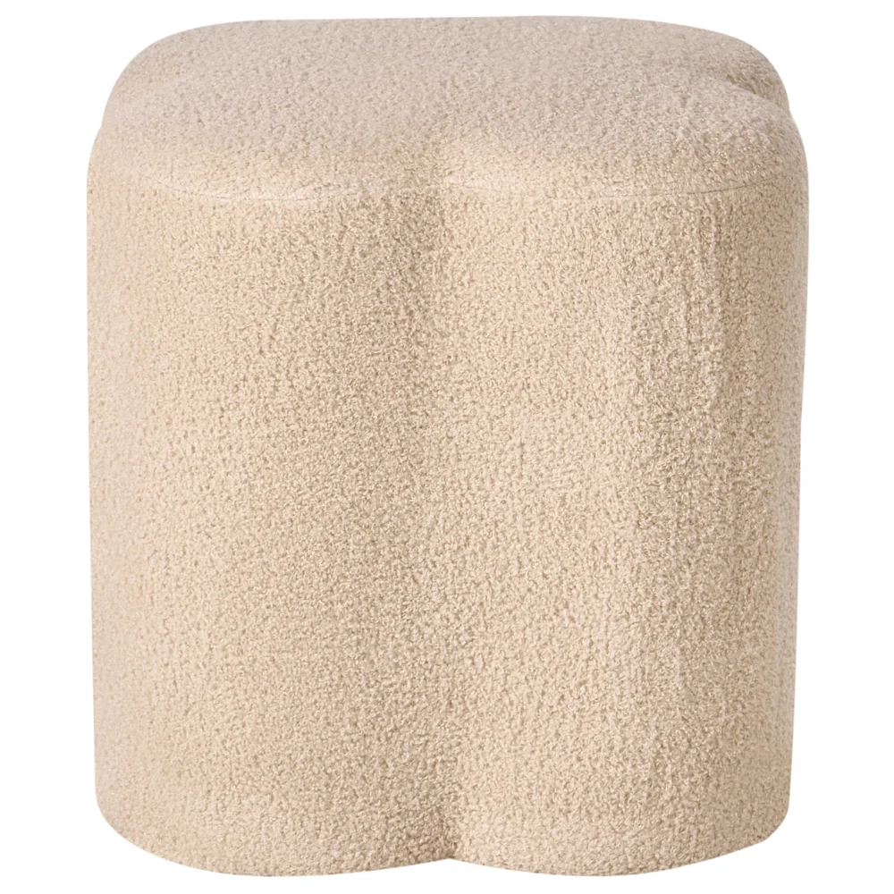 Pouf Beige Boucle a forma di trifoglio Accessorio Soggiorno Camera da letto Accogliente - Image 3
