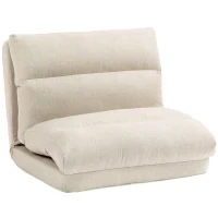 Pouf con Funzione Letto, Schienale Regolabile, Pieghevole, fino a 120 kg, 70 x 41 x 56 cm, Beige - Image 5