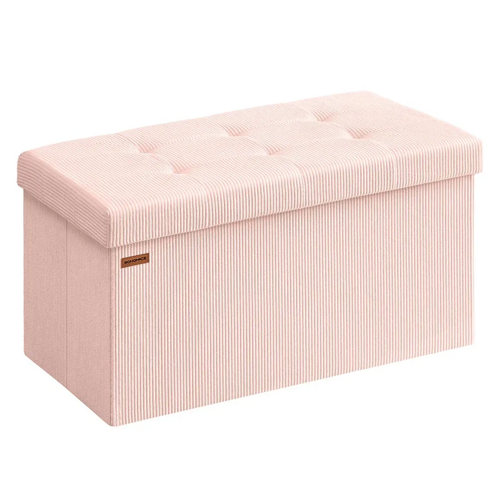 Panca/pouf contenitore pieghevole 38 x 76 x 38 cm poggiapiedi/testa letto cassapanca contenitore portata fino a 300 kg per soggiorno camera da letto ingresso rosa 12_0004167