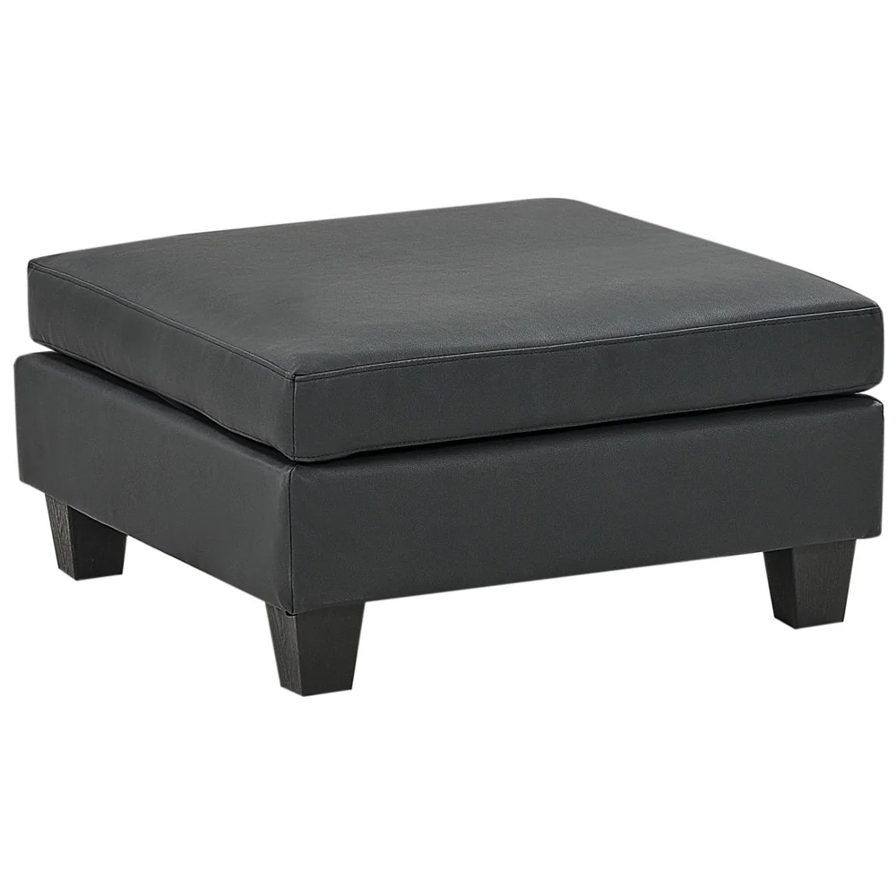 Pouf Poggiapiedi Rivestito Tessuto Nero Quadrato Minimalista Moderno