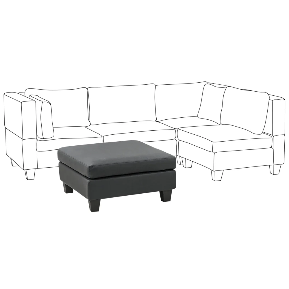 Pouf Poggiapiedi Rivestito Tessuto Nero Quadrato Minimalista Moderno - Image 2