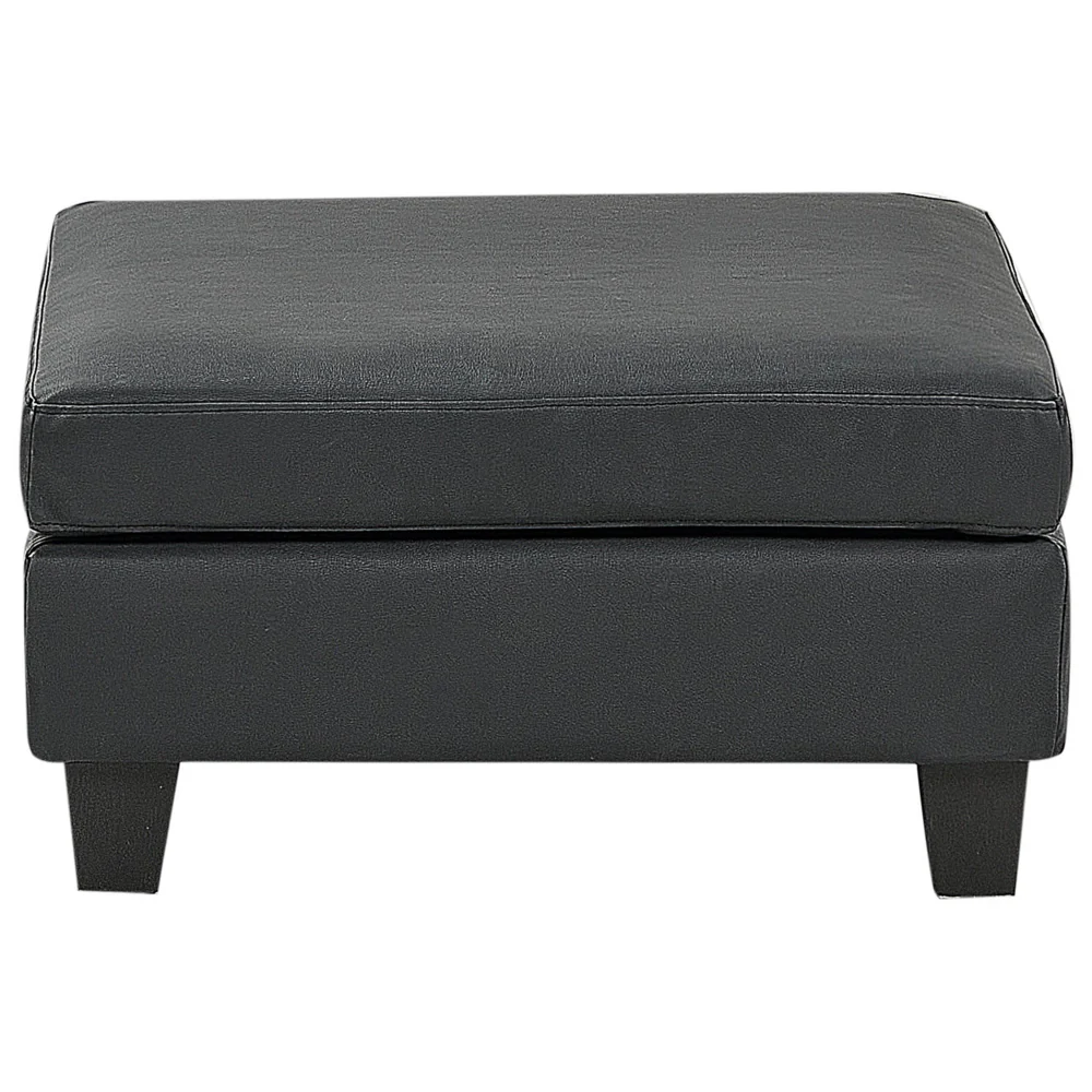 Pouf Poggiapiedi Rivestito Tessuto Nero Quadrato Minimalista Moderno - Image 3