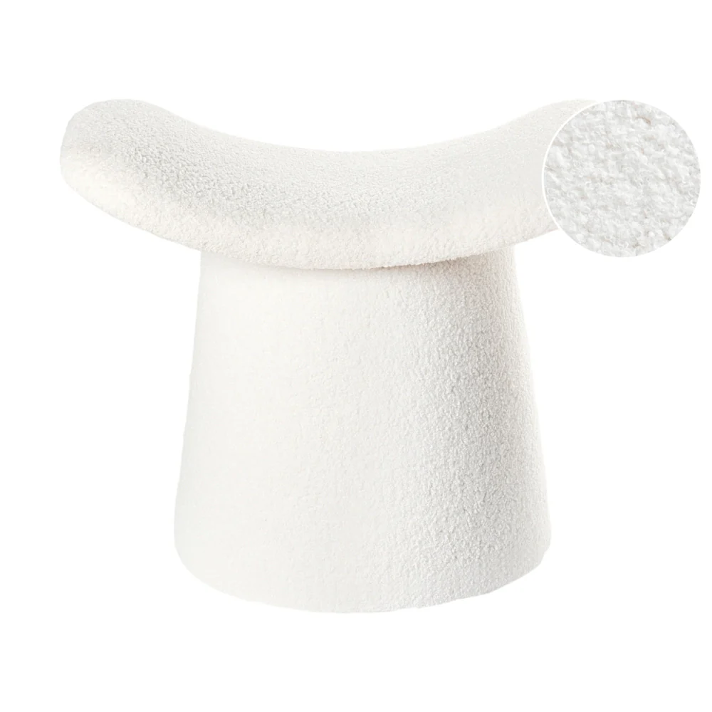 Pouf tessuto Boucle Bianco sporco poggiapiedi soggiorno moderno