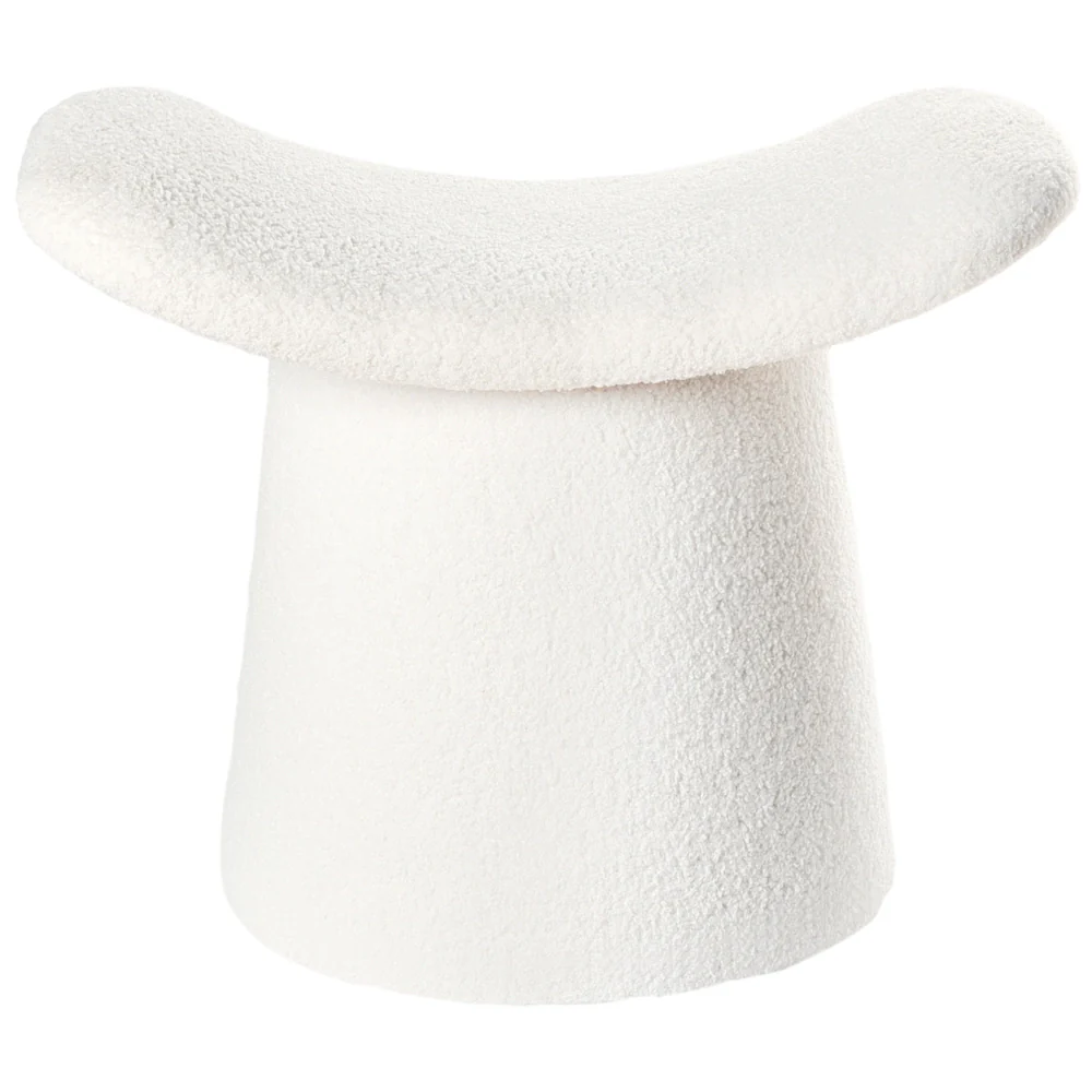 Pouf tessuto Boucle Bianco sporco poggiapiedi soggiorno moderno - Image 2