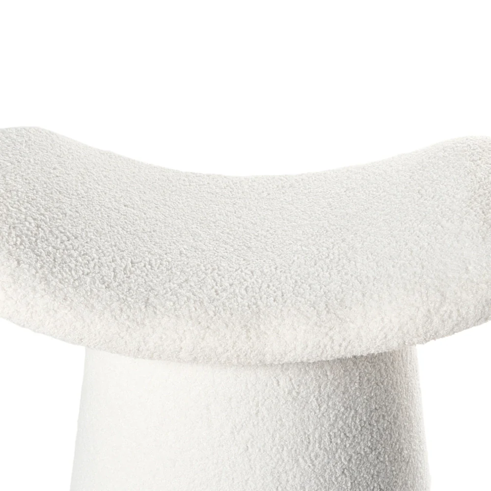 Pouf tessuto Boucle Bianco sporco poggiapiedi soggiorno moderno - Image 3