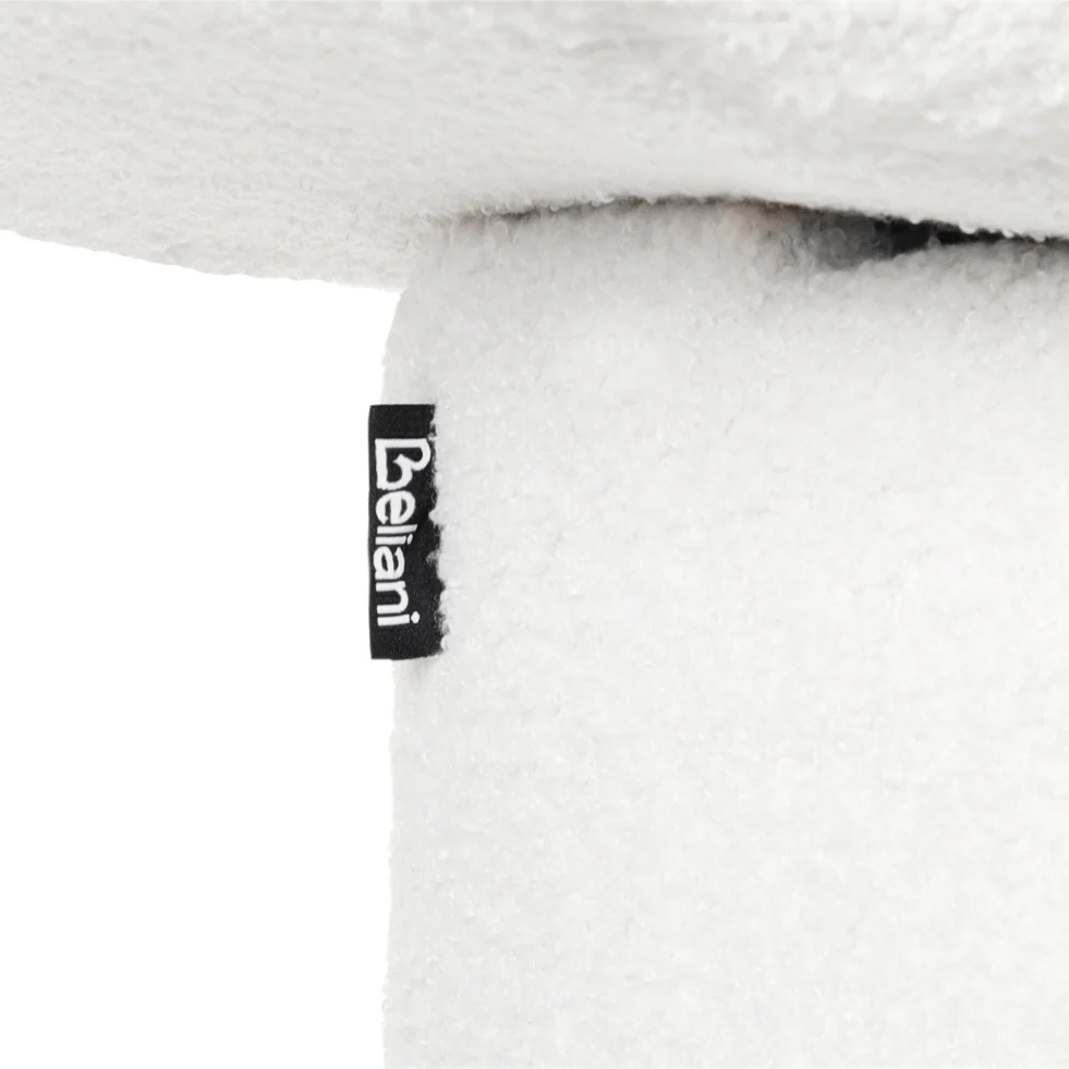 Pouf tessuto Boucle Bianco sporco poggiapiedi soggiorno moderno - Image 6