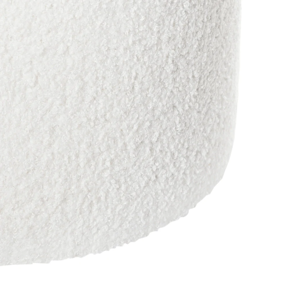 Pouf tessuto Boucle Bianco sporco poggiapiedi soggiorno moderno - Image 7