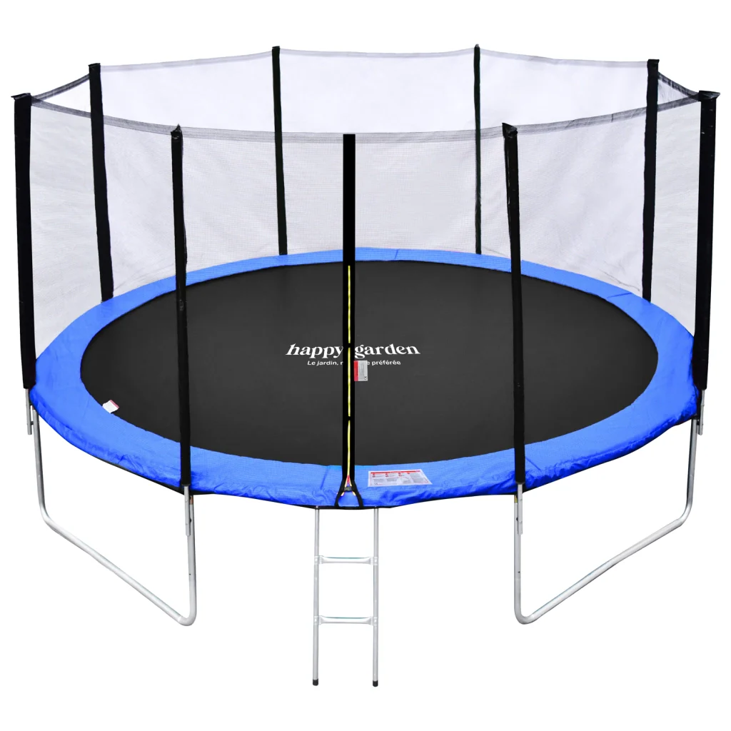 Premium Pack Trampolino 430cm reversibile blu/verde MELBOURNE rete, scala, copertura e kit di ancoraggio