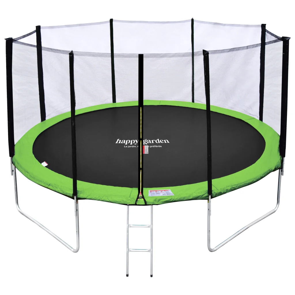 Premium Pack Trampolino 430cm reversibile verde/blu MELBOURNE rete, scala, copertura e kit di ancoraggio