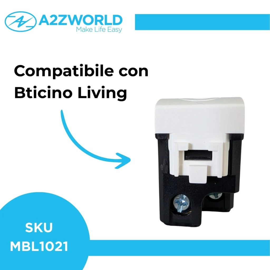 Presa Bipasso Bivalente 2P+T 10/16A 220V MBL Bianco 1M Compatibile Bticino Living Light BLB2001 - Image 2