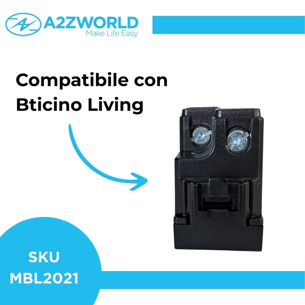 Presa Bipasso Bivalente 2P+T 10/16A 220V MBL Nero 1M Compatibile Bticino Living International BLN2001 - Image 2