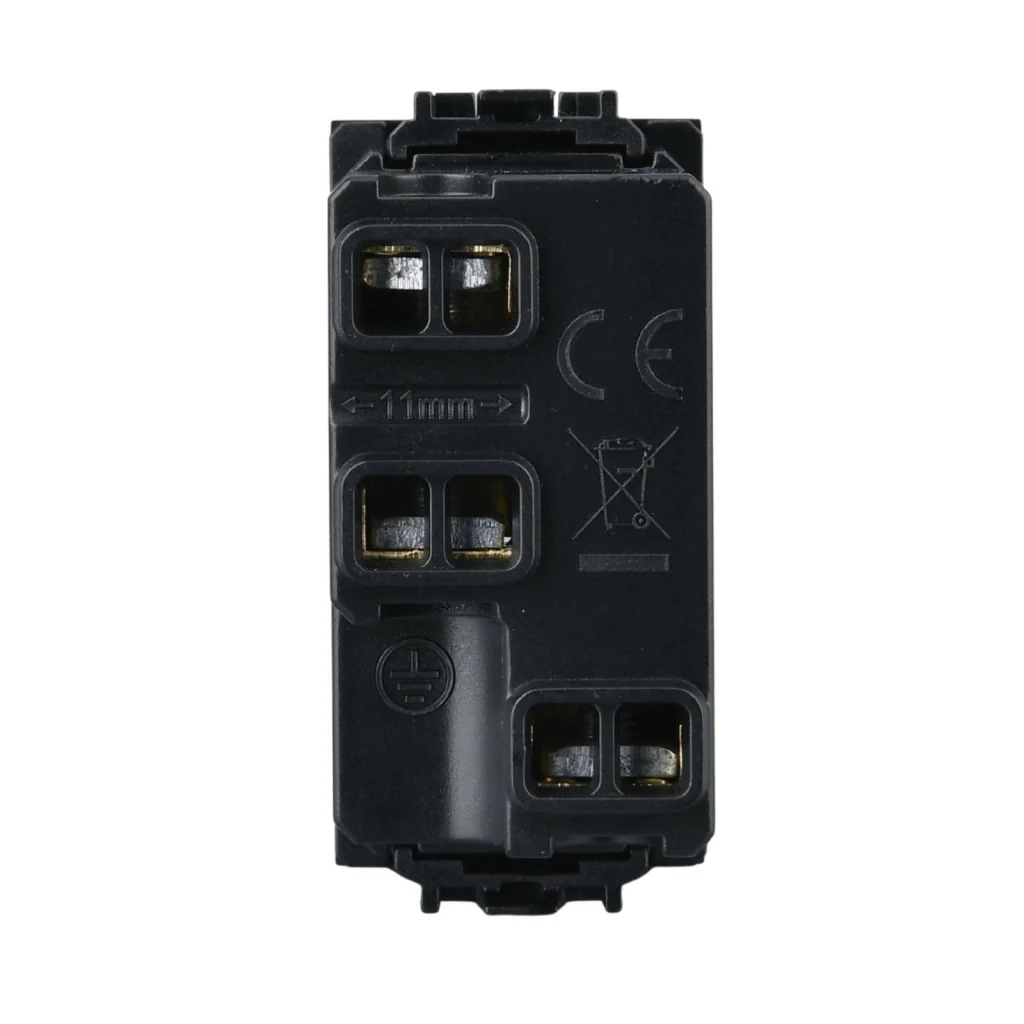Presa Bipasso Bivalente 2P+T 10/16A 220V MBL Nero 1M Compatibile Bticino Living International BLN2001 - Image 6