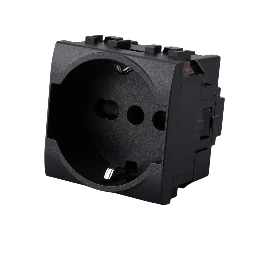 Presa Schuko Universale 2P+T 10/16A 220V MBL Nero 2M Compatibile Bticino Living International BLN2102 - Image 4