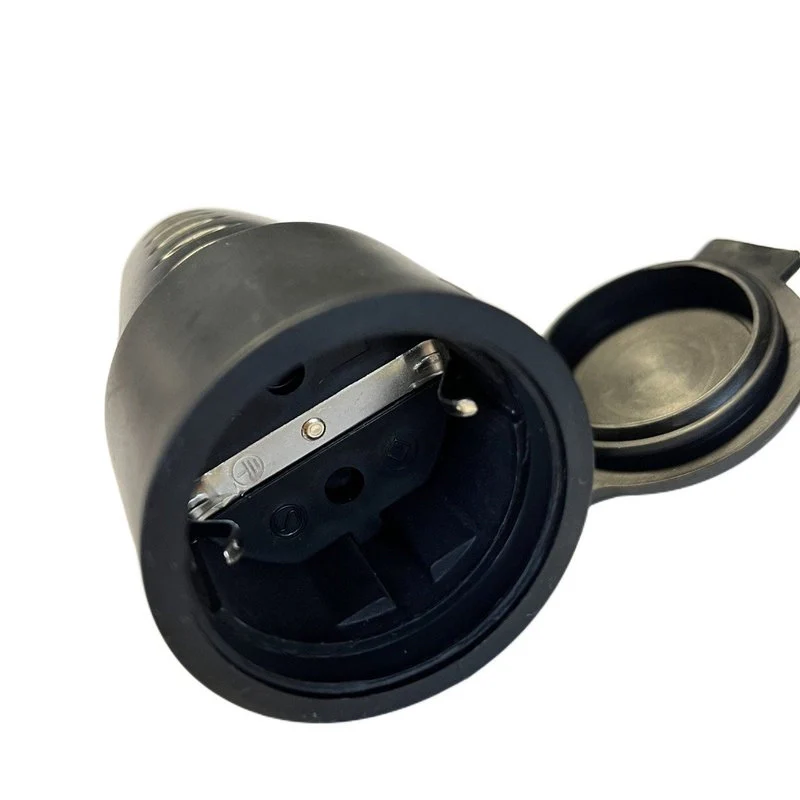 Presa Schuko Volante Con Contatto Messa A Terra Femmina IP44 Gomma AntiSpruzzo Con Copperchio 16A/250v Nera - Image 3