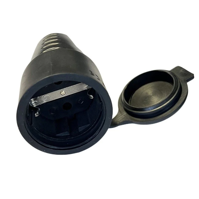 Presa Schuko Volante Con Contatto Messa A Terra Femmina IP44 Gomma AntiSpruzzo Con Copperchio 16A/250v Nera - Image 4