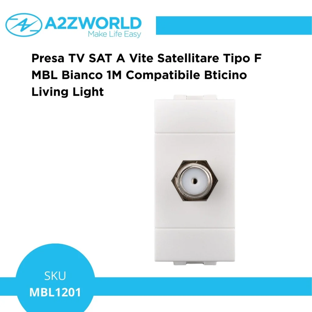 Presa TV SAT A Vite Satellitare Tipo F MBL Bianco 1M Compatibile Bticino Living Light BLB2252 - Image 5