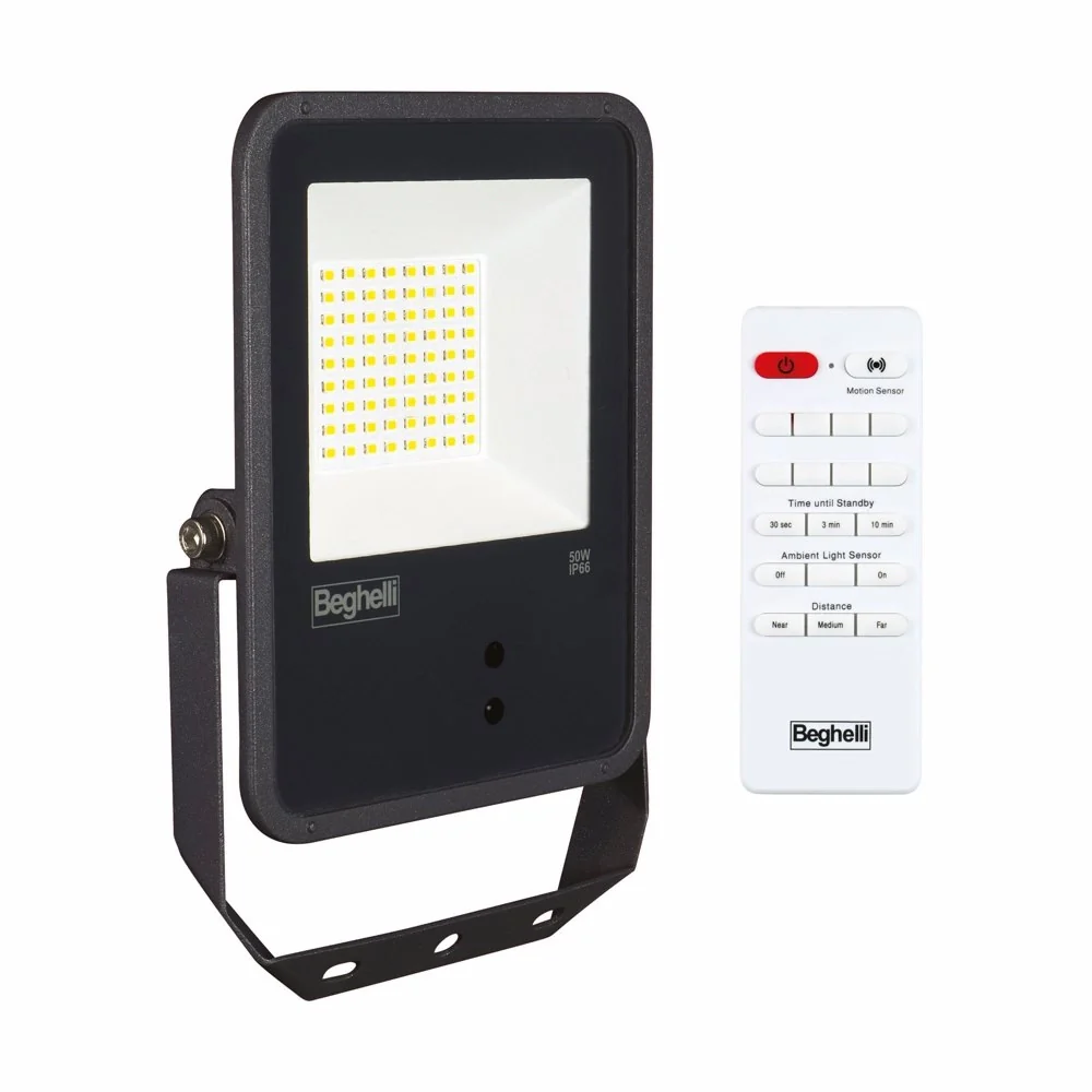 Beghelli PROIETTORE LED FL 50W IP66 NERO SENS 4000K 175X146