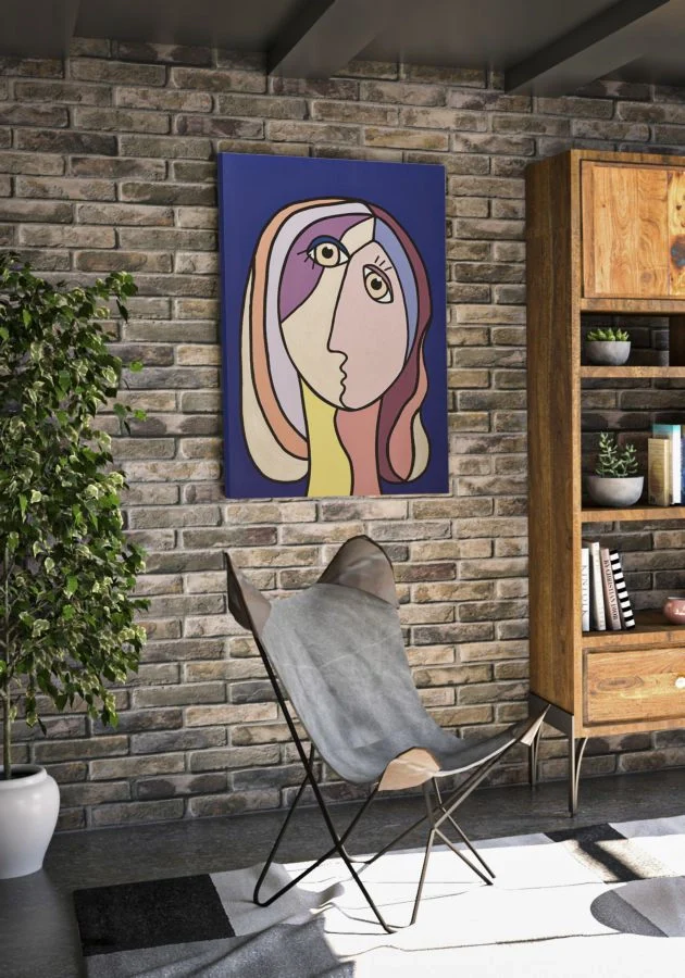 Quadro moderno, stampa dipinta 80x3x120cm Double Feces B - Image 5