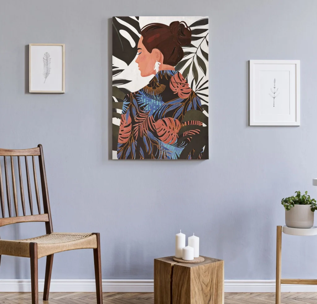 Quadro moderno, stampa dipinta 80x3x120cm Lady Jungle B - Image 5