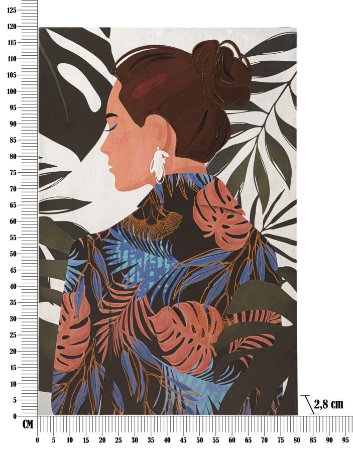 Quadro moderno, stampa dipinta 80x3x120cm Lady Jungle B - Image 6