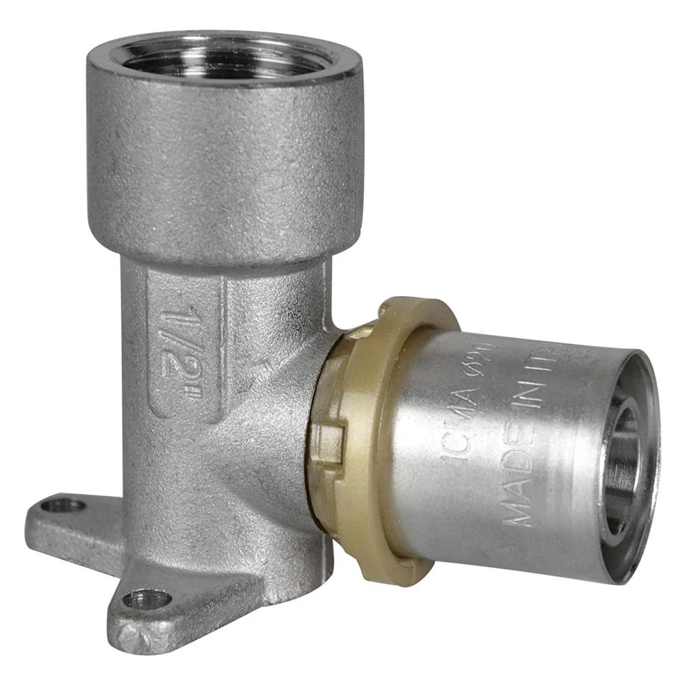 RACCORDO A PRESSARE CURVO CON FLANGIA 3 FORI 'ART. 410' 20 x 2 x 1/2 - femmina  - ICMA
