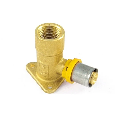 RACCORDO PER MULTISTRATO GAS CURVO FEMMINA CON FLANGIA 3 FORI- 20 x 1/2- TIEMM- pezzi 1