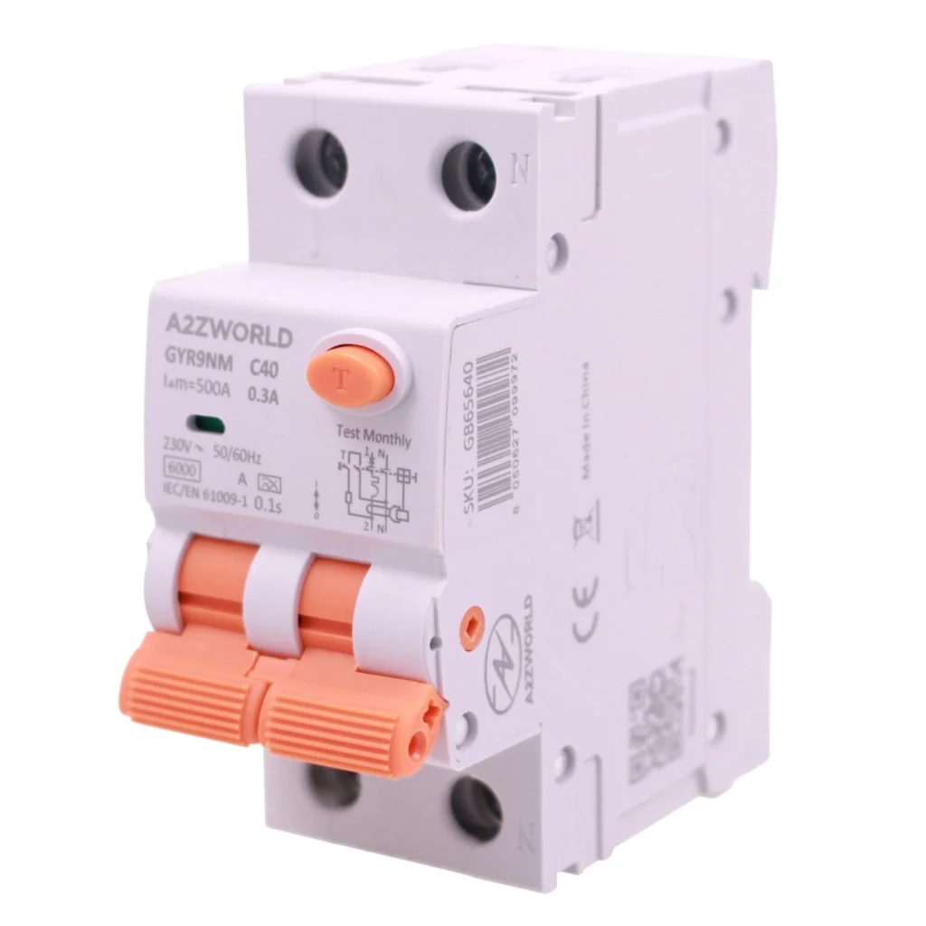 RCBO Doppia Leva, Interruttore Magnetotermico Differenziale Tipo A Curva C 1P+N 2M 6000A 300mA AC 230V IP20 IEC61009-1 GYR9NM, Disponibili 40A 50A 63A (C40A) - Image 3