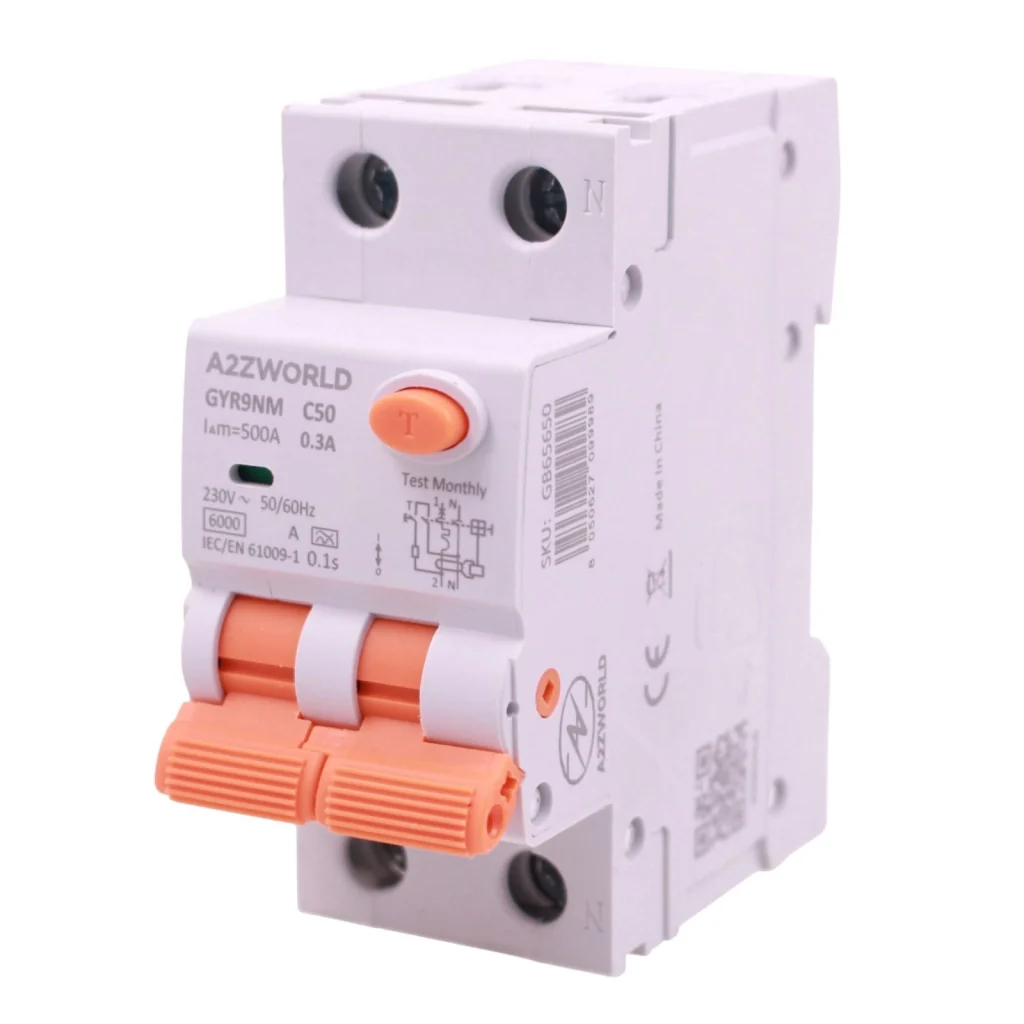 RCBO Doppia Leva, Interruttore Magnetotermico Differenziale Tipo A Curva C 1P+N 2M 6000A 300mA AC 230V IP20 IEC61009-1 GYR9NM, Disponibili 40A 50A 63A (C50A) - Image 3