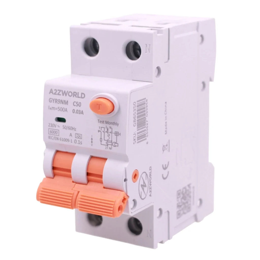 RCBO Doppia Leva, Interruttore Magnetotermico Differenziale Tipo A Curva C 1P+N 2M 6000A 30mA AC 230V IP20 IEC61009-1 GYR9NM, Disponibili 40A 50A 63A (C50A) - Image 3