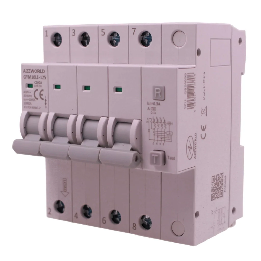 RCBO Interruttore Magnetotermico Differenziale Tipo A Curva C 4P Veri 5M 10kA 300mA, AC 400V IP20 GYM10LE-125, Disponibili 63A 80A 100A (C100A) - Image 3