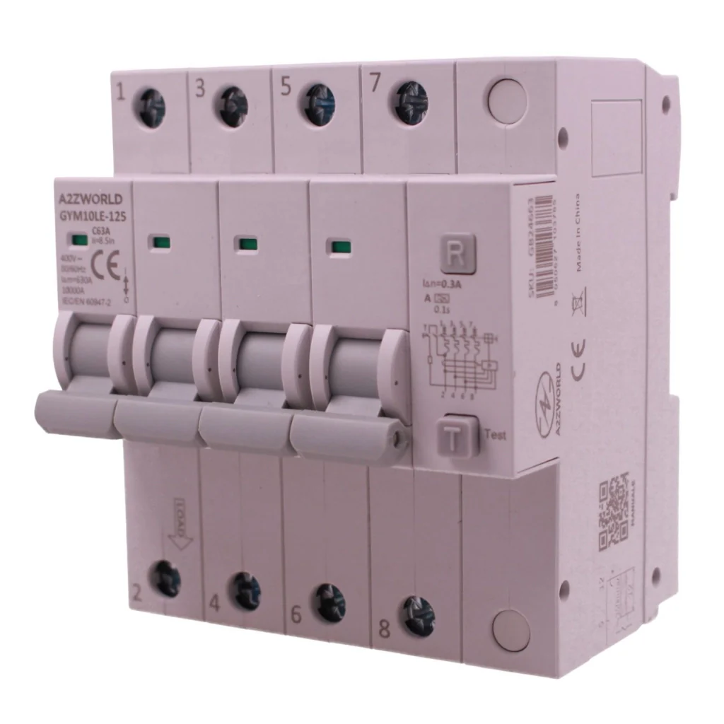 RCBO Interruttore Magnetotermico Differenziale Tipo A Curva C 4P Veri 5M 10kA 300mA, AC 400V IP20 GYM10LE-125, Disponibili 63A 80A 100A (C63A) - Image 3