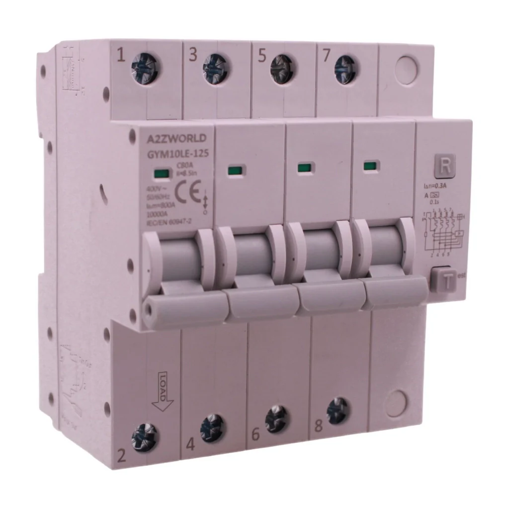 RCBO Interruttore Magnetotermico Differenziale Tipo A Curva C 4P Veri 5M 10kA 300mA, AC 400V IP20 GYM10LE-125, Disponibili 63A 80A 100A (C80A)