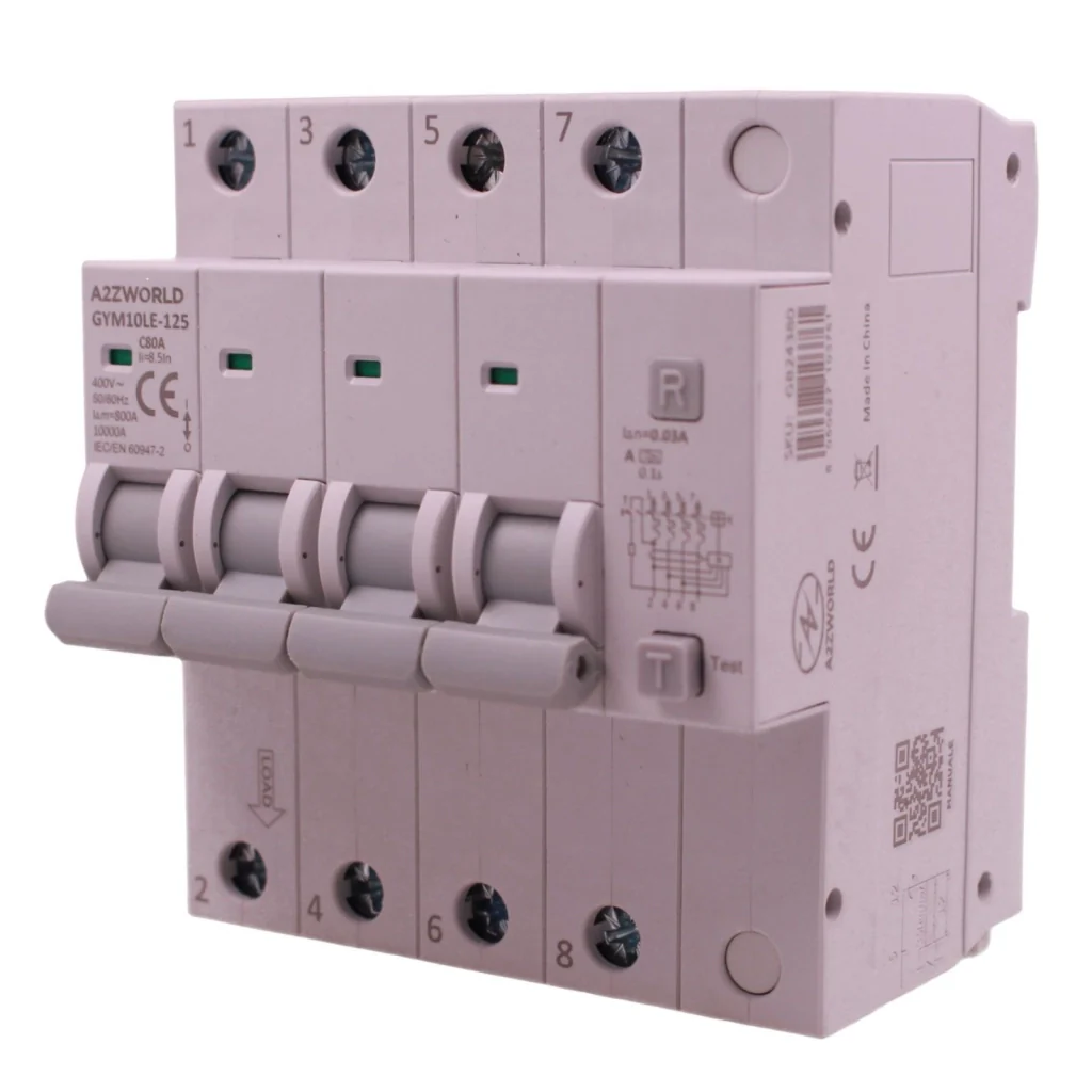 RCBO Interruttore Magnetotermico Differenziale Tipo A Curva C 4P Veri 5M 10kA 30mA, AC 400V IP20, GYM10LE-125, Disponibili 63A 80A 100A (C80A) - Image 3