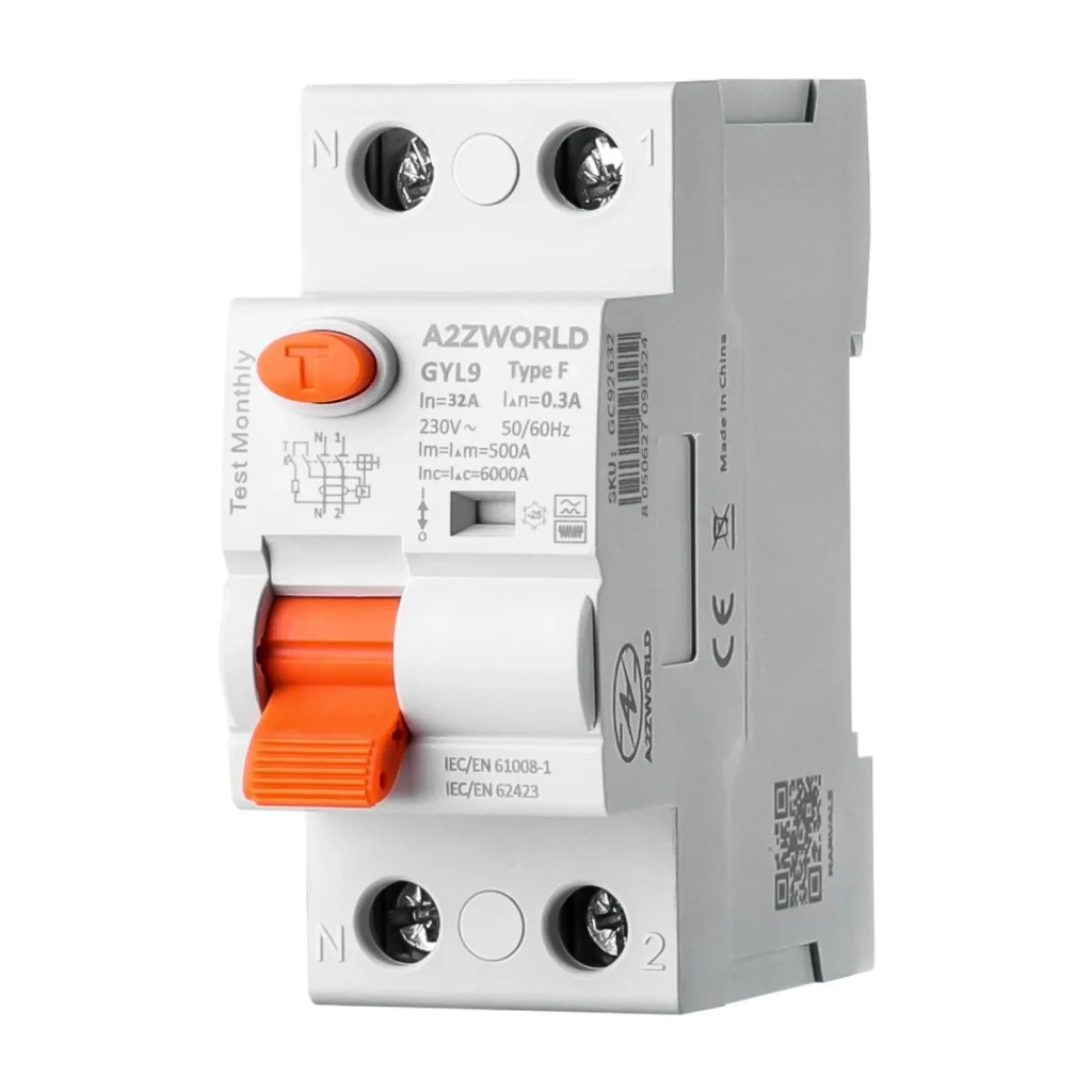 RCCB Interruttore Differenziale Puro Tipo F 1P+N 2M 6000A 300mA 32A AC 230V IP20 IEC61008-1 GYL9 - Image 3
