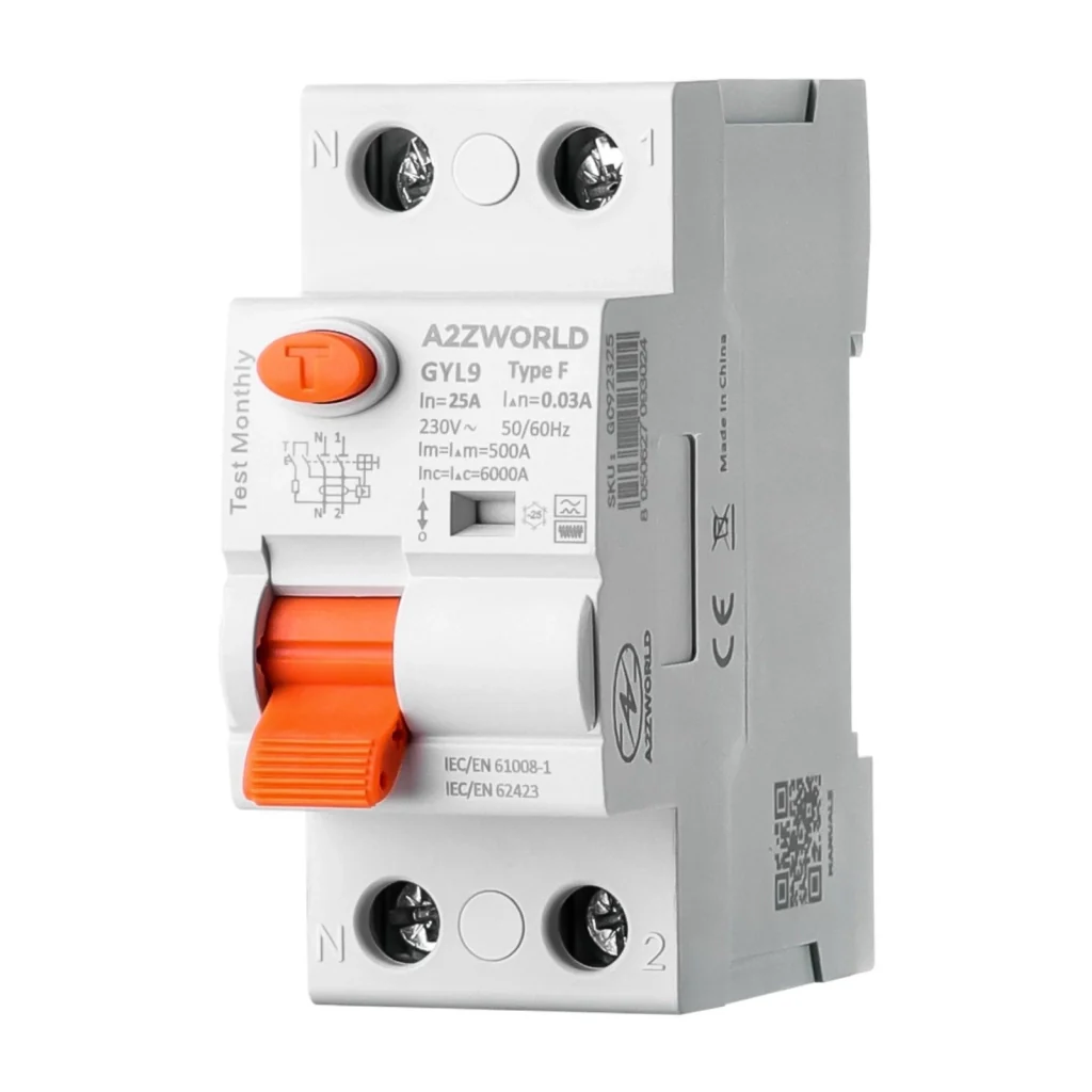 RCCB Interruttore Differenziale Puro Tipo F 1P+N 2M 6000A 30mA 25A AC 230V IP20 IEC61008-1 GYL9 - Image 6