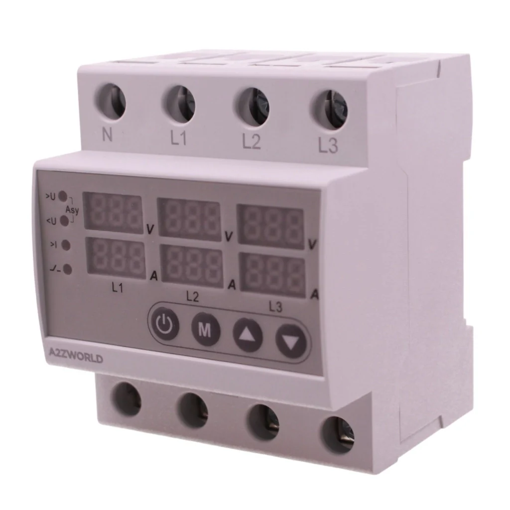 Relè Monitoraggio e Protezione Tensione Corrente con Display, 4P Trifase 80A AC220V, Protezione Sovra/Sottotensione e Sovracorrente, Guida DIN, Ingresso da Sotto, GPS8-03 - Image 3
