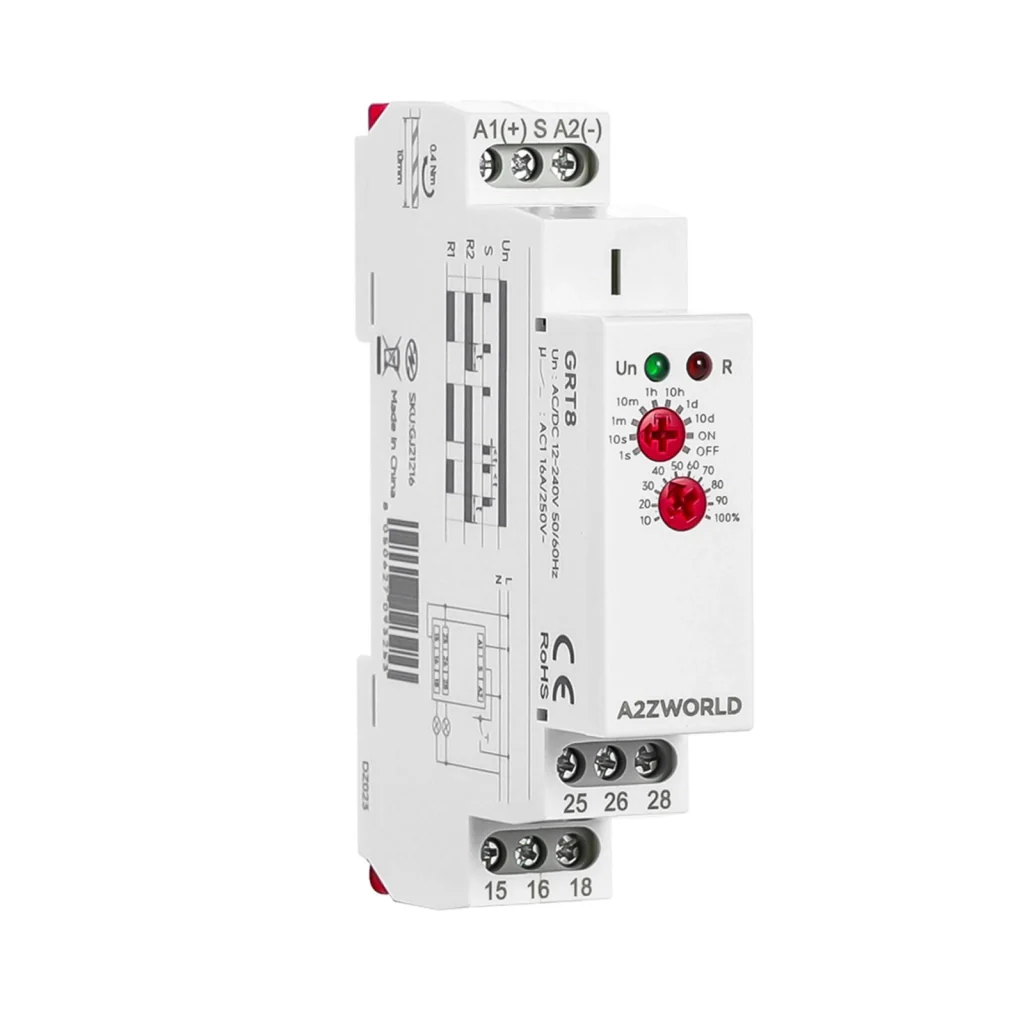 Relè Passo Passo Silenzioso, Relè Temporizzatore Modulare (0.1S-10D), 2 Funzione in Unico Relay, 1 Modulo Barra DIN, AC/DC12-240V, 2X16A, Funzione DC/AC 12V 24V 220V GRT8 - Image 2