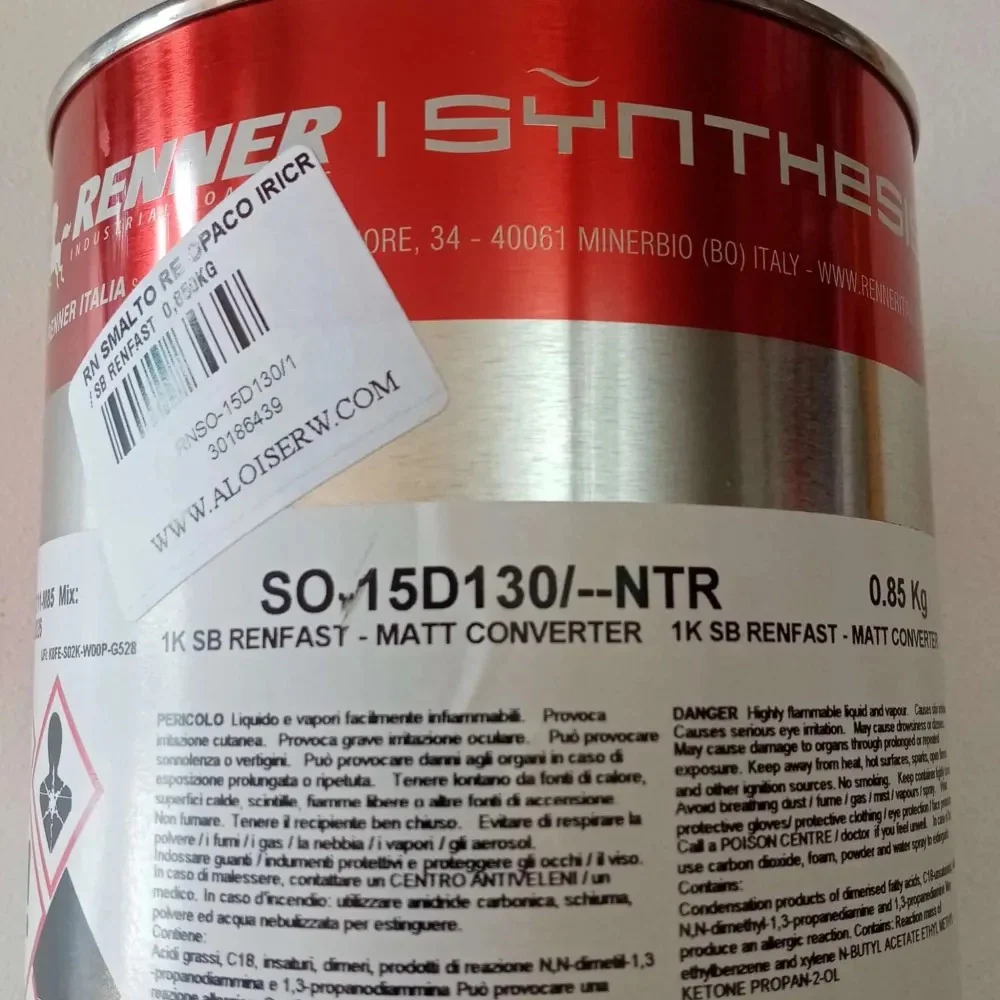 Renner renfast 1kg smalto opaco - tutti i ral 3000 - base nitro a rapida essiccazione, colore  ral 3020 - rosso traffico - Image 2
