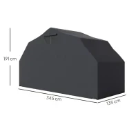 Riparo per moto esterno in tessuto Oxford, con 2 finestre, 345 x 135 x 191 cm, Nero - Image 3